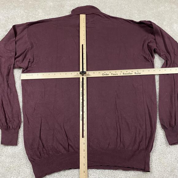 Raffi Sweater Mens L Burgundy Made Italy Cotton Modal Long Sleeve Knit Polo - Picture 5 of 8